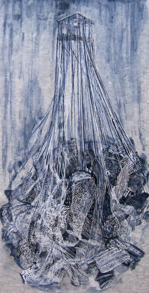 7Home-2022_152-x-77-cm_linolschnitt_Alkydfarbe
