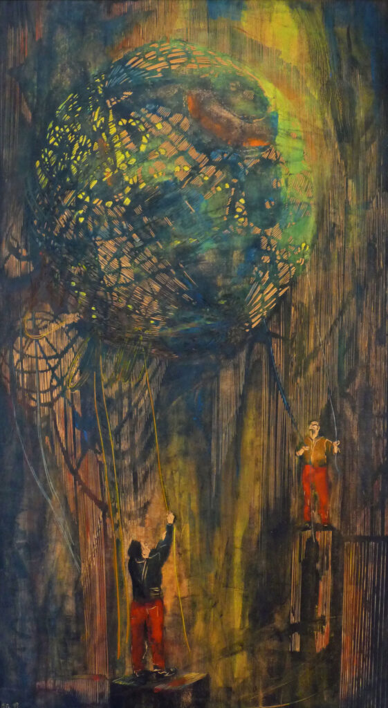 Nachtkugel-II,-2019,-116-x-66-cm,-Liolschnitt,-Alkydfarbe