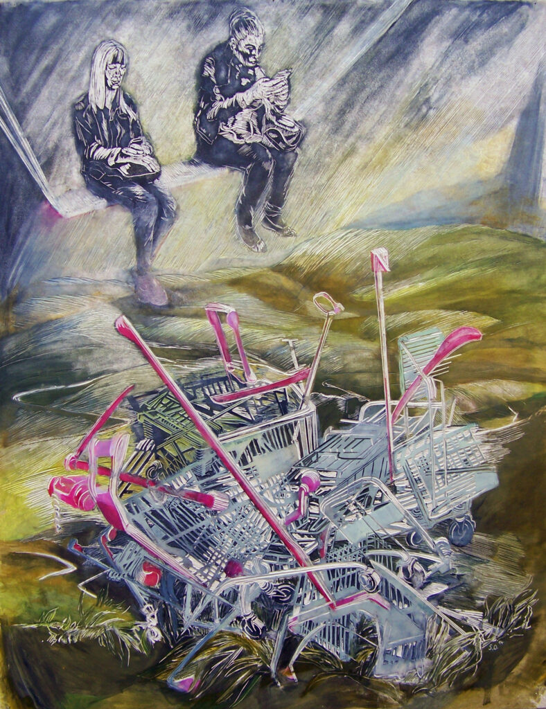 Out-of-order,-2014,-160-x-123-cm,-Linoleum,-Alkyd