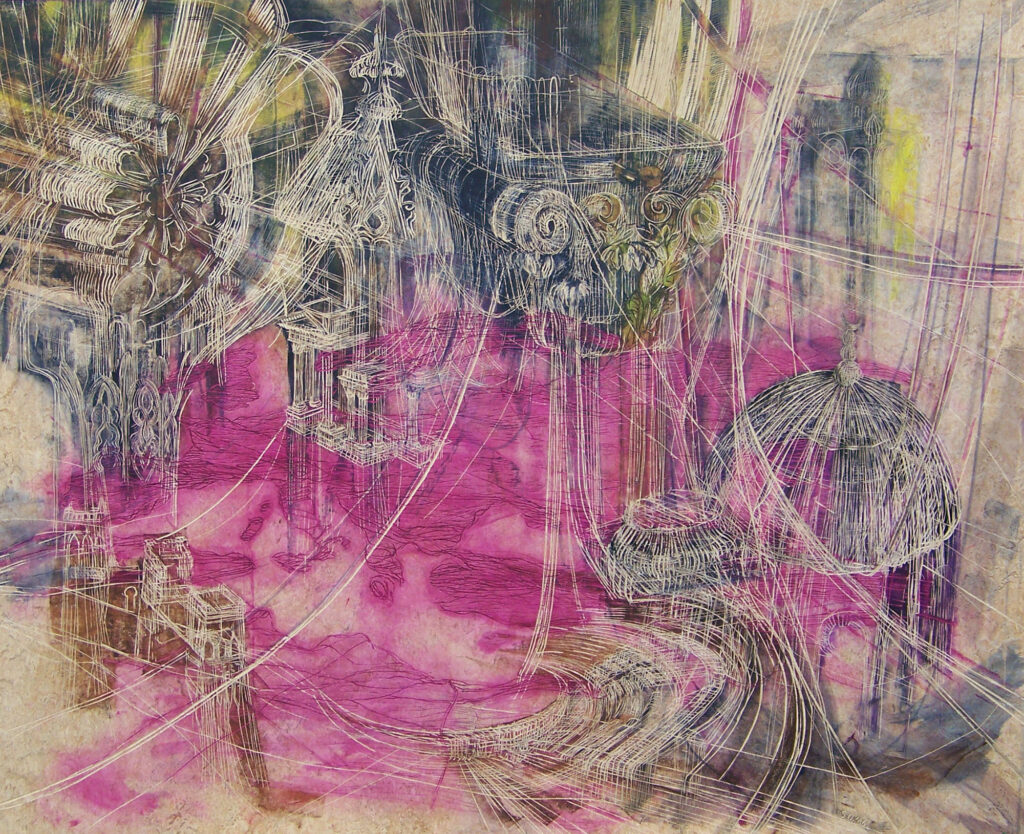 Verflechtung,-2016,-130-x-160-cm,-Linolschnitt,-Alkydfarbe