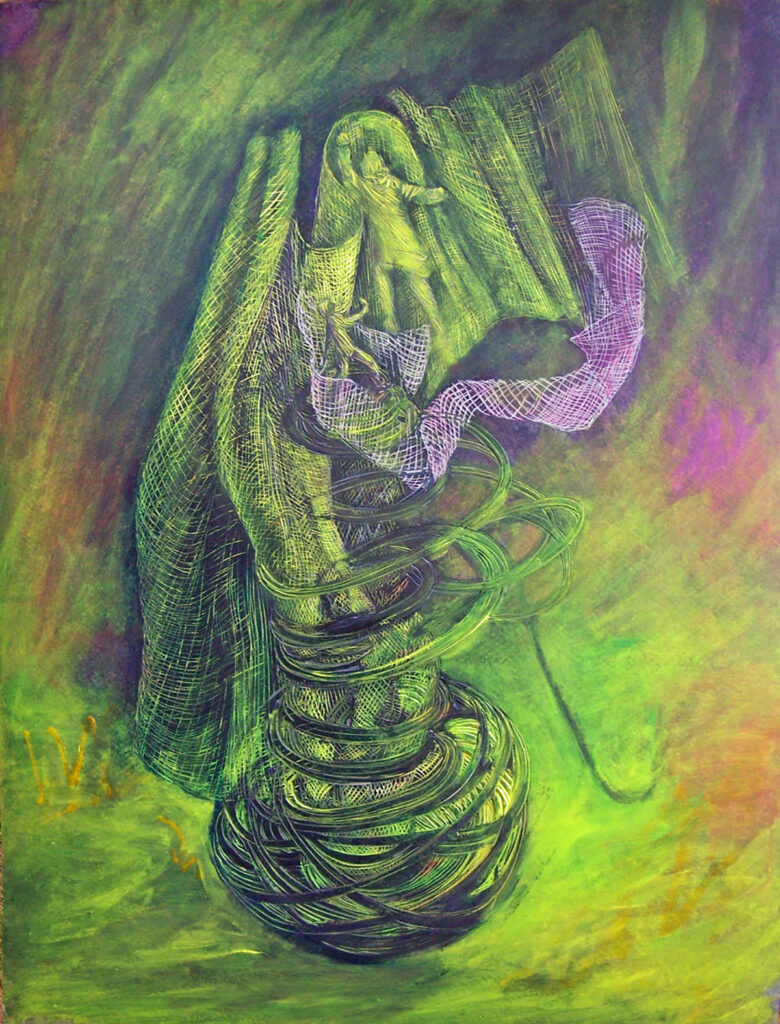 Entfaltung, 2025, 67 x 51 cm, Linolschnittrelief /Alkydfarbe